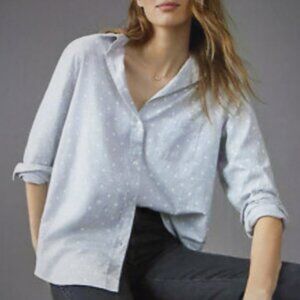 Anthropologie Grayson The Hero Gray Star Button Front Shirt Size XS